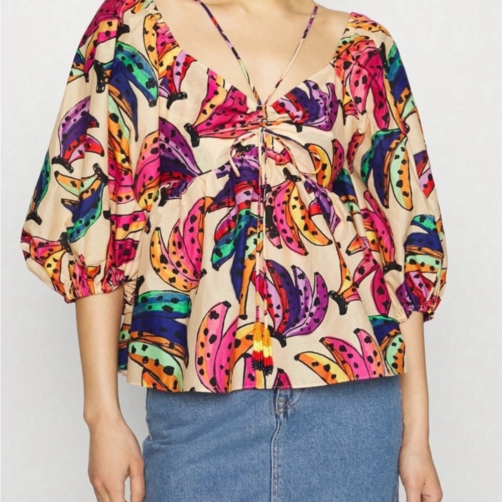 FARM Rio Colorful Banana Print Blouse